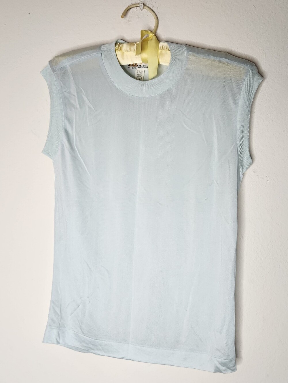 Jinsanta Womens Medium Pure Silk Light Blue Sheer Top